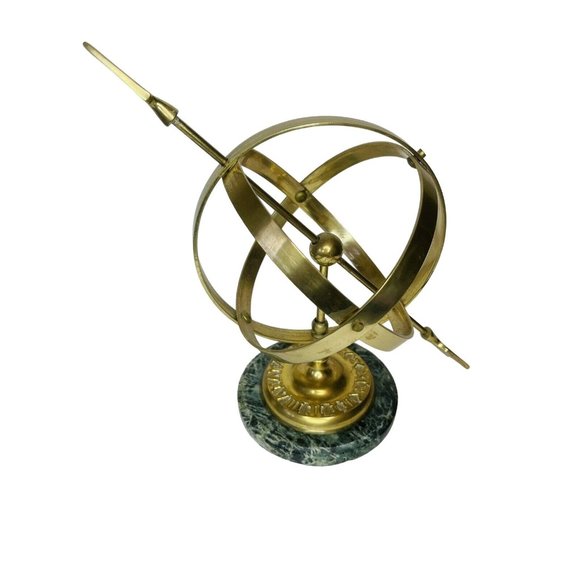 Vintage Armillary Sphere Brass Globe Celestial Nautical Marble Base 10" x 6.5" - Picture 7 of 9